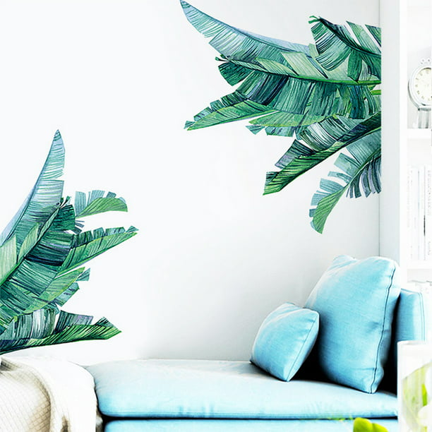 Green-Leaf Wall Sticker Living Room Decoration Plant Mural Art DIY Home Decal